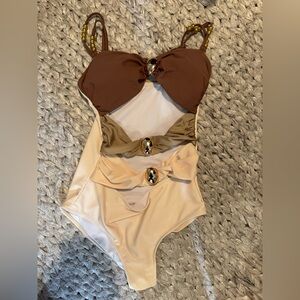 Elegant Tan and Cream Kids Bodysuit